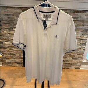 Original Penguin Men's White Polo Shirt with Black Trim
